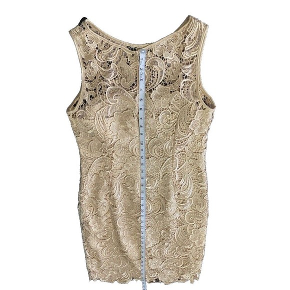 Adrianna Papell Womens Gold Champagne Lace Dress Size 6 - Picture 8 of 12